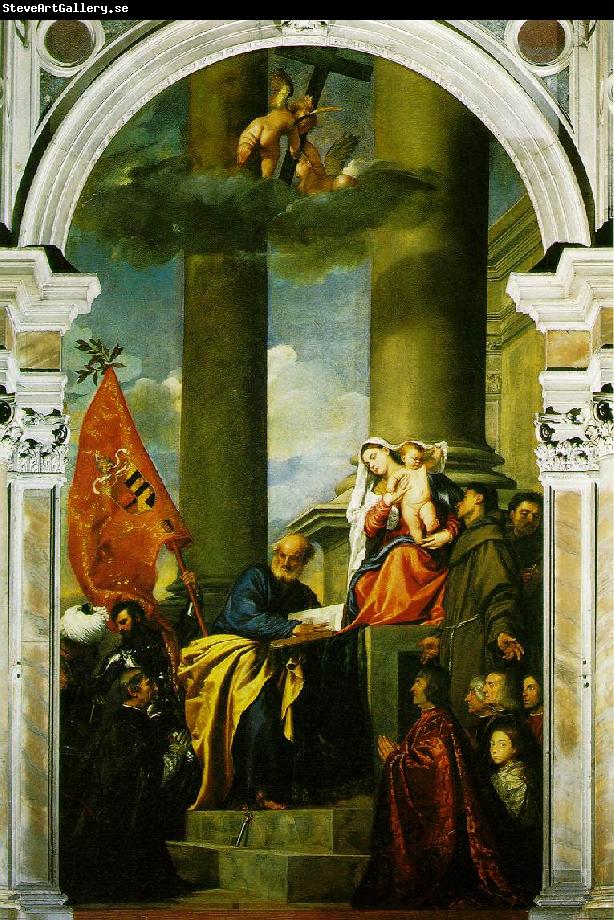 TIZIANO Vecellio Madonna with Saints and Members of the Pesaro Family  r